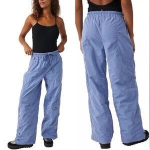 New! Free People Movement Blue Stadium Wide Leg Snap Size Small